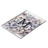Carnet Monogramme floral dessin rose pansies fleurs (Côté gauche)