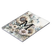Carnet Monogramme floral dessin tournesol rose jaune (Côté gauche)