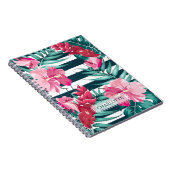 Carnet Monogramme floral d'été exotique rayé (Côté Droit)