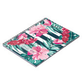 Carnet Monogramme floral d'été exotique rayé (Côté gauche)