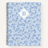 Carnet Monogramme floral Ditsy Daisy Périwinkle bleu (Devant)