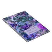 Carnet Monogramme floral élégant bleu violet (Côté Droit)