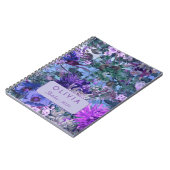 Carnet Monogramme floral élégant bleu violet (Côté gauche)