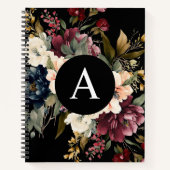Carnet Monogramme floral élégant moderne personnalisé (Devant)
