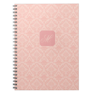 Carnet Monogramme Floral Élégant Vintage Rose