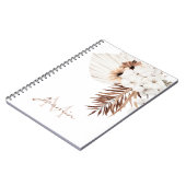 Carnet Monogramme Floral Herbe de Pampas Bohème Rustique (Côté gauche)