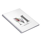 Carnet Monogramme Floral Initial Nom Moderne (Côté Droit)