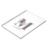 Carnet Monogramme Floral Initial Nom Moderne (Côté gauche)