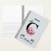 Carnet Monogramme Floral - Initiale Personnalisée (À l'intérieur)