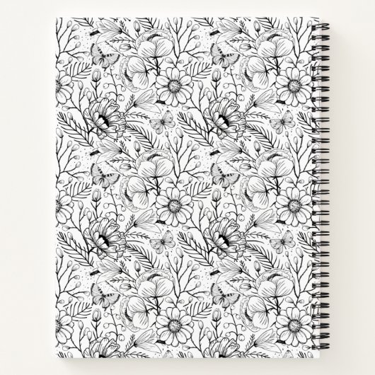 Carnet Monogramme floral noir et blanc (Dos)
