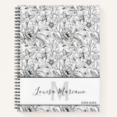 Carnet Monogramme floral noir et blanc (Devant)