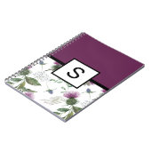 Carnet Monogramme floral pourpre (Côté gauche)