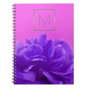Carnet Monogramme floral pourpre et framboise