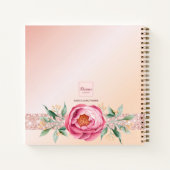 Carnet monogramme floral rose d'or bleu Sketchbook (Dos)