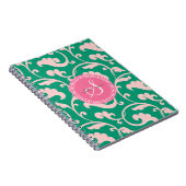Carnet Monogramme floral rose vert girly élégant de motif (Côté Droit)