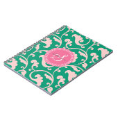 Carnet Monogramme floral rose vert girly élégant de motif (Côté gauche)