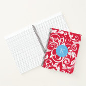 Carnet Monogramme floral rouge et bleu clair (Intérieur)
