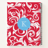 Carnet Monogramme floral rouge et bleu clair (Dos)