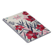 Carnet Monogramme floral rouge et rose chic (Côté Droit)