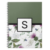 Carnet Monogramme floral vert Sage (Devant)