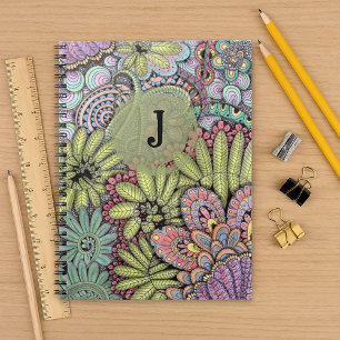 Carnet Monogramme Floral Vibrant Créatif Artistique