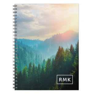 Carnet Monogramme Forêt de pins dans les Dolomites, Ita