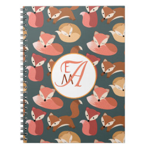Carnet Monogramme Forêt Fox Couleurs automne automne auto