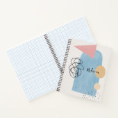 Carnet Monogramme Formes Bleu Rose Foncé Abstrait Moderne (Intérieur)