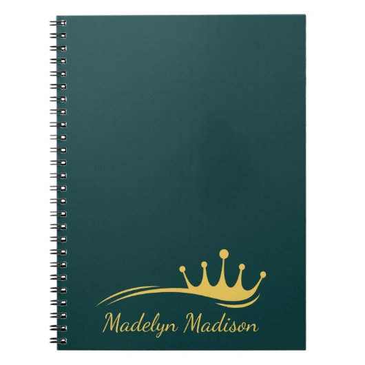 Carnet Monogramme Gable Vert Avec Couronne Moderne Minima (Devant)