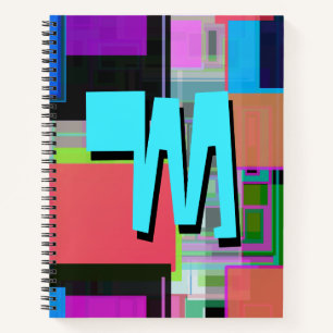 Carnet Monogramme géométrique coloré inspiré des années 9