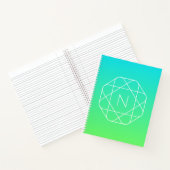 Carnet Monogramme Géométrique Cool | Dégradé Bleu & Vert (Intérieur)