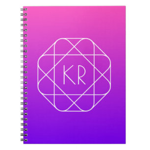 Carnet Monogramme géométrique cool Magenta Violet Pourp