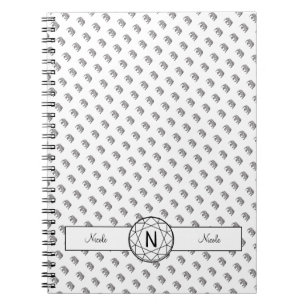 Carnet Monogramme géométrique éléphant noir et blanc