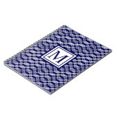 Carnet Monogramme géométrique en treillis moderne Marine  (Côté gauche)