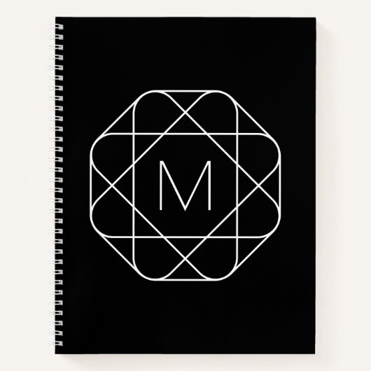 Carnet Monogramme géométrique noir et blanc (Devant)