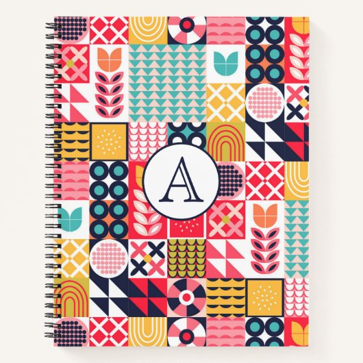 Carnet Monogramme géométrique rétro (Devant)