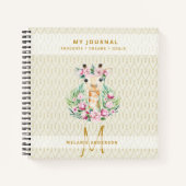 Carnet Monogramme GIRAFFE Boho Fleurs Jolie fille moderne (Devant)