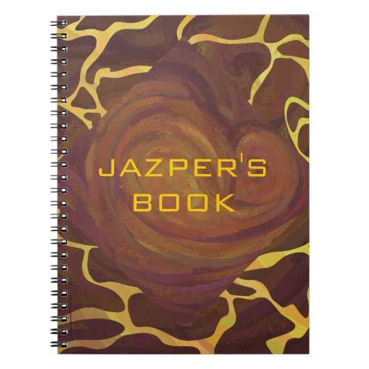 Carnet Monogramme Giraffe Brown, Impression Jaune (Devant)