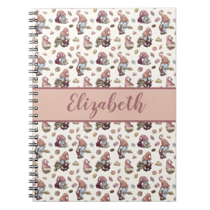 Carnet Monogramme Gnomes Baking Cupcakes Donuts Pink Scri