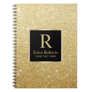 Carnet Monogramme Gold Initial Modern Faux Gold Parties s