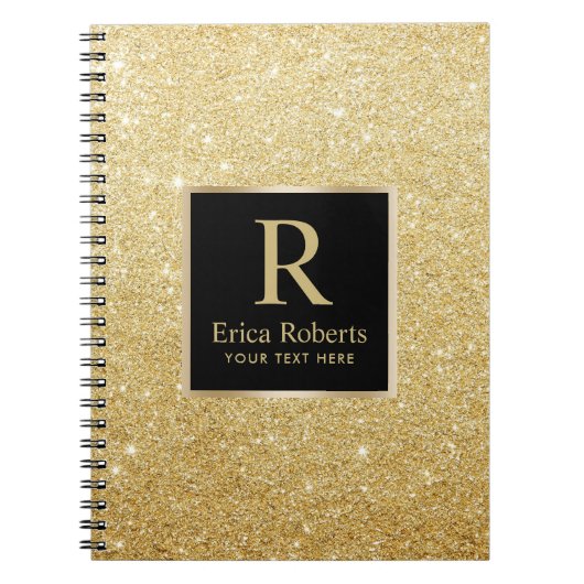 Carnet Monogramme Gold Initial Modern Faux Gold Parties s (Devant)