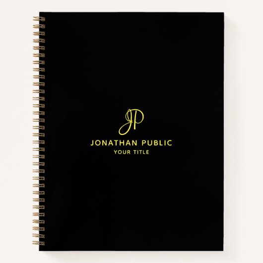 Carnet Monogramme Gold Script Initial Business Profession (Devant)