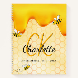 Carnet Monogramme goutte de miel d'abeille Sketchbook