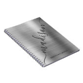 Carnet Monogramme gris argent moderne Nom du script Carne (Côté Droit)