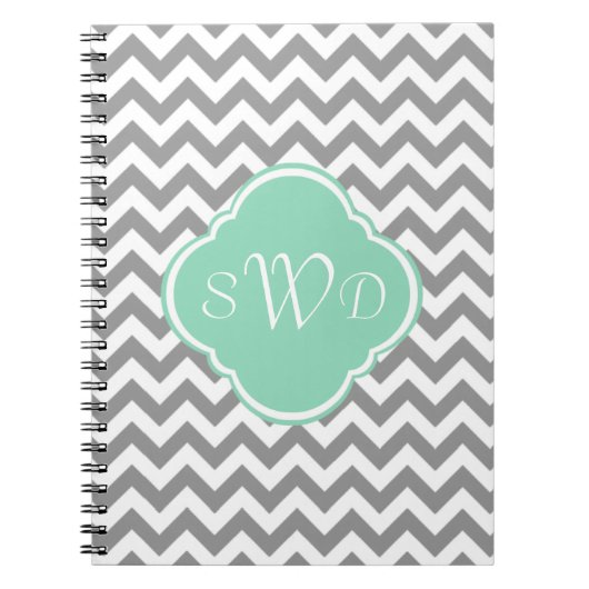 Carnet Monogramme gris et blanc de coutume de rayure de (Devant)