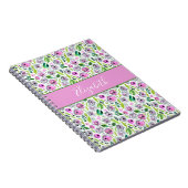 Carnet Monogramme Gris rose Vert Boho Aquarelle Florale (Côté Droit)