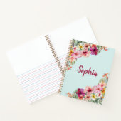 Carnet Monogramme Hibiscus rose Fleurs tropicales florale (Intérieur)