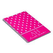 Carnet Monogramme initial à pois rose néon chaud (Côté Droit)