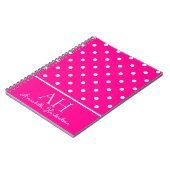 Carnet Monogramme initial à pois rose néon chaud (Côté gauche)