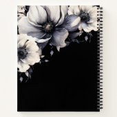 Carnet Monogramme Initial Blanc Noir Floral Moderne (Dos)